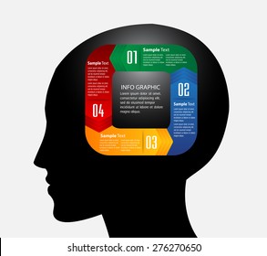 head with Speech Bubbles. brain idea concept. technology template for computer graphic website internet and business. circuit. text box set. Silhouette. Infographics. vector. think