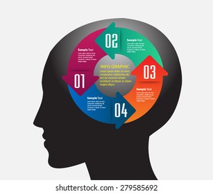 head with Speech Bubbles. brain idea concept. technology template for computer graphic website internet and business. circuit. text box set. Silhouette. Infographics. vector. think. circuit