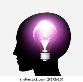 head with Speech Bubbles. brain idea concept. technology template for computer graphic website internet and business. circuit. text box set. Silhouette. Infographics. vector. think. purple lamp