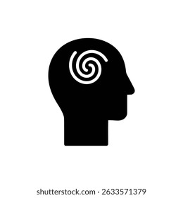 Head with Spiral Symbolizing Anxiety and Mental Uncertainty