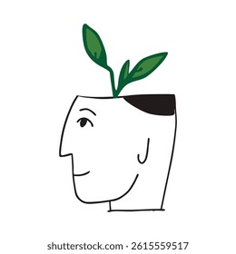 Head with Sprouting Leaves Concept