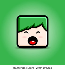 avatar cuadrado de la cabeza carácter lindo, ilustración vectorial espíritu de expresión facial