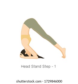 Head stand Pose  yoga practice Vector isolation on White background icon  vector yoga pose healthy and beauty