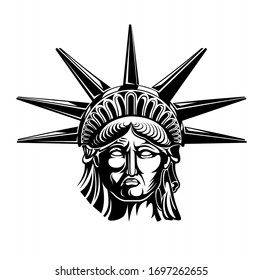 Head of Statue of Liberty vector illustration. Independence day, symbol of america