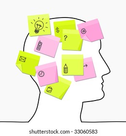 head & sticky notes