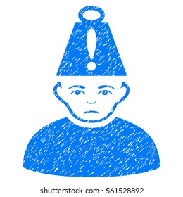 Head Stress grainy textured icon for overlay watermark stamps. Flat symbol with unclean texture. Dotted vector blue ink rubber seal stamp with grunge design on a white background.