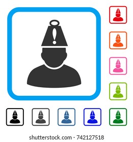 Head Stress icon. Flat grey iconic symbol in a light blue rounded frame. Black, gray, green, blue, red, orange color variants of Head Stress vector. Designed for web and app user interface.