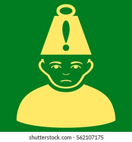 Head Stress vector icon. Flat yellow symbol. Pictogram is isolated on a green background. Designed for web and software interfaces.
