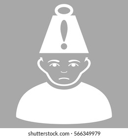 Head Stress vector icon. Flat white symbol. Pictogram is isolated on a silver background. Designed for web and software interfaces.