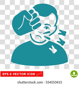 Head Strike EPS vector pictograph. Illustration style is flat iconic soft blue symbol on chess transparent background.