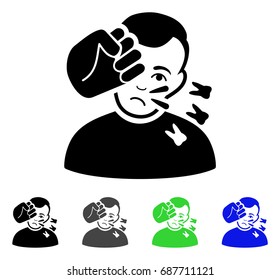 Head Strike flat vector pictograph. Colored head strike gray, black, blue, green pictogram versions. Flat icon style for web design.