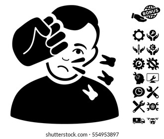 Head Strike icon with bonus configuration symbols. Vector illustration style is flat iconic black symbols on white background.