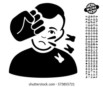 Head Strike icon with bonus men graphic icons. Vector illustration style is flat iconic black symbols on white background.