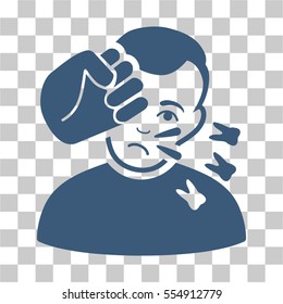 Head Strike vector pictograph. Illustration style is flat iconic blue symbol on a chess transparent background.