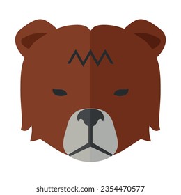 Head of sullen Himalayan bear. Muzzle of wild animal cartoon illustration. Wildlife and zoo concept. Sketchy geometric character, mascot. Colored flat vector isolated