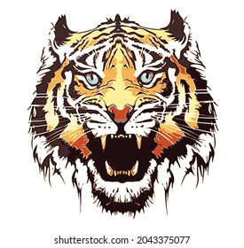 head sumatera tiger sticker vector for tattoo or sticker