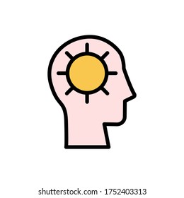 head sun icon. Simple color with outline vector elements of brain process icons for ui and ux, website or mobile application