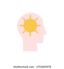 icono del sol de la cabeza. Elementos vectoriales simples de color de los iconos del proceso cerebral para ui y ux, sitio web o aplicación móvil