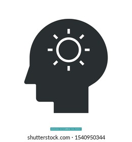 a head with sun icon vector illustration logo template for many purpose. Isolated on white background.