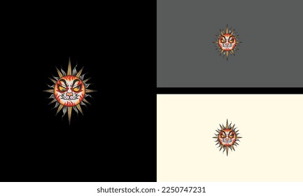 head sun vector illustration tattoo design