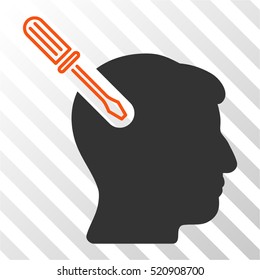 Head Surgery Screwdriver vector icon. Illustration style is flat iconic bicolor orange and gray symbol on a hatch transparent background.