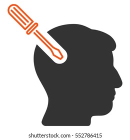 Head Surgery Screwdriver vector icon. Style is flat graphic bicolor symbol, orange and gray colors, white background.