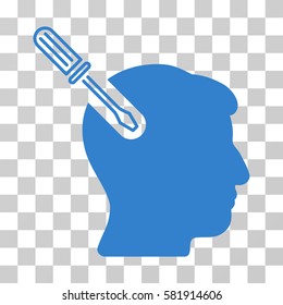 Head Surgery Screwdriver vector pictogram. Illustration style is a flat iconic cobalt symbol on a transparent background.