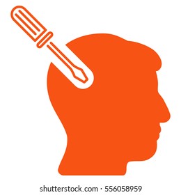 Head Surgery Screwdriver vector pictograph. Style is flat graphic symbol, orange color, white background.