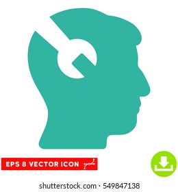 Head Surgery Wrench EPS vector pictograph. Illustration style is flat iconic cyan symbol on white background.