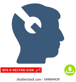 Head Surgery Wrench EPS vector pictograph. Illustration style is flat iconic blue symbol on white background.