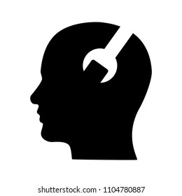 Head Surgery Wrench icon. Head with a wrench. Flat design.