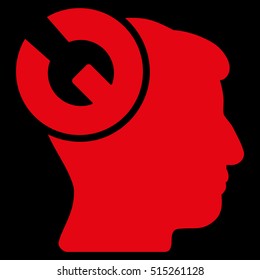 Head Surgery Wrench vector icon. Style is flat graphic symbol, red color, black background.
