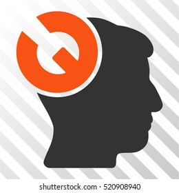 Head Surgery Wrench vector icon. Illustration style is flat iconic bicolor orange and gray symbol on a hatched transparent background.