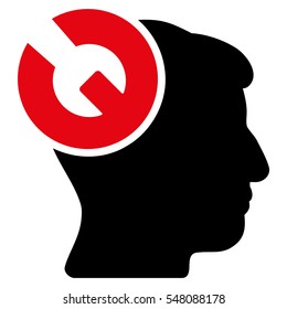 Head Surgery Wrench vector icon. Style is flat graphic bicolor symbol, intensive red and black colors, white background.
