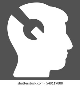 Head Surgery Wrench vector icon. Style is flat graphic symbol, white color, gray background.