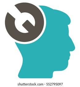Head Surgery Wrench vector icon. Style is flat graphic bicolor symbol, grey and cyan colors, white background.