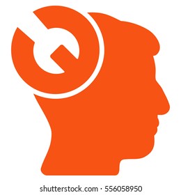 Head Surgery Wrench vector icon. Style is flat graphic symbol, orange color, white background.