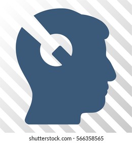 Head Surgery Wrench vector icon. Illustration style is flat iconic blue symbol on a hatched transparent background.