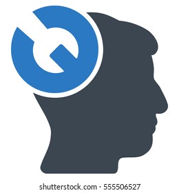 Head Surgery Wrench vector pictogram. Style is flat graphic bicolor symbol, smooth blue colors, white background.