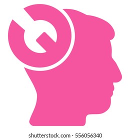 Head Surgery Wrench vector pictogram. Style is flat graphic symbol, pink color, white background.