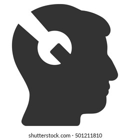 Head Surgery Wrench vector pictograph. Style is flat graphic symbol, gray color, white background.