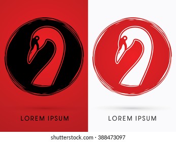 Head Swan designed on grunge brush background graphic vector