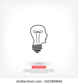 Icono de cabeza y corazón, luz de la cabeza. Símbolo de silueta de usuario para el diseño de su sitio Web Cabeza, logotipo, aplicación, interfaz de usuario. Ilustración del vector, cráneo EPS 10. línea