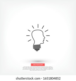 Icono de cabeza y corazón, luz de la cabeza. Símbolo de silueta de usuario para el diseño de su sitio Web Cabeza, logotipo, aplicación, interfaz de usuario. Ilustración del vector, cráneo EPS 10. línea