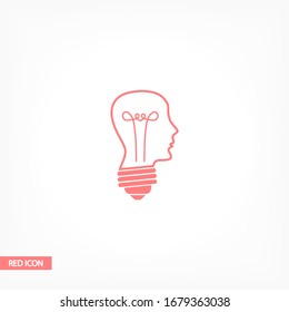 Icono de cabeza y corazón, luz de la cabeza. Símbolo de silueta de usuario para el diseño de su sitio Web Cabeza, logotipo, aplicación, interfaz de usuario. Ilustración del vector, cráneo EPS 10. línea