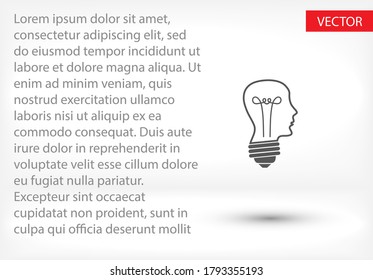 Icono de cabeza y corazón, luz de la cabeza. Símbolo de silueta de usuario para el diseño de su sitio web Cabeza, logotipo, aplicación, interfaz de usuario. Ilustración del vector, cráneo EPS 10. línea