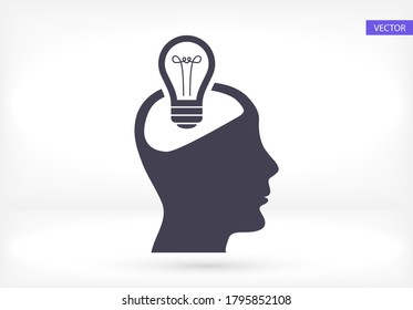 Head and sweetheart icon, head light. User silhouette symbol for your website design Head, logo, application, user interface Head. Vector illustration, EPS 10 skull.