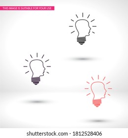 Head and sweetheart icon, head light. User silhouette symbol for your website design Head, logo, application, user interface . Vector illustration, EPS 10 skull. line
