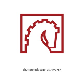 Head Symbol of Trojan Horse in Square Icon