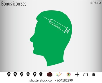 head, syringe icon, vector illustration eps10